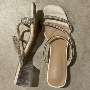 Elegant Cream rhinestone Strappy Women's sandal